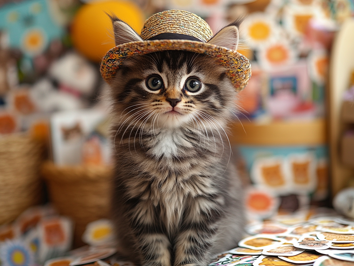 STICKERS - ADORABLE CAT WITH A HAT