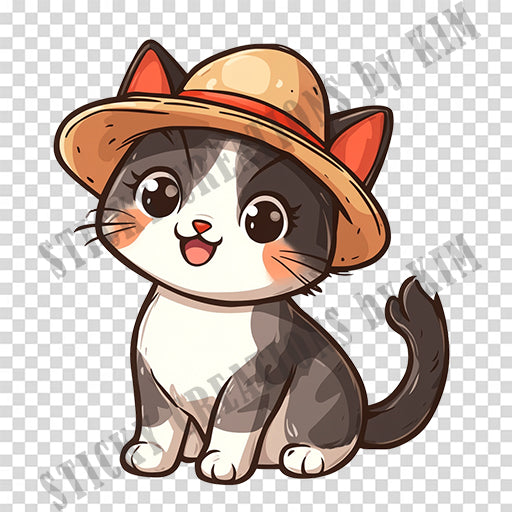 Adorable Cat with a Hat Design #011 | STICKERS | Individual