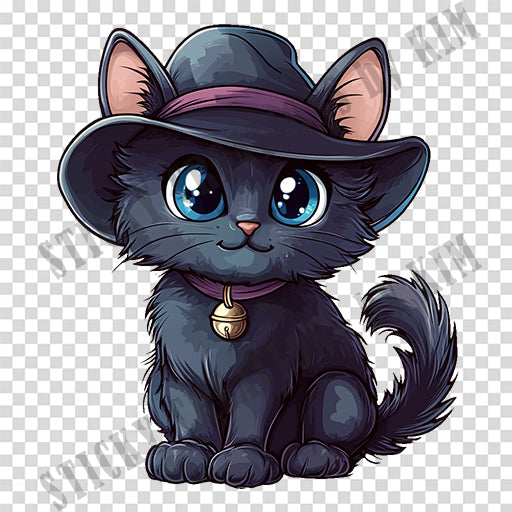 Adorable Cat with a Hat Design #012 | STICKERS | Individual