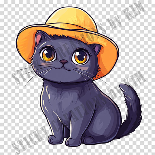 Adorable Cat with a Hat Design #013 | STICKERS | Individual