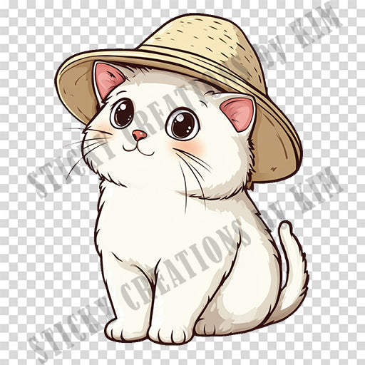 Adorable Cat with a Hat Design #014 | STICKERS | Individual