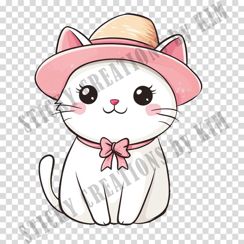 Adorable Cat with a Hat Design #018 | STICKERS | Individual