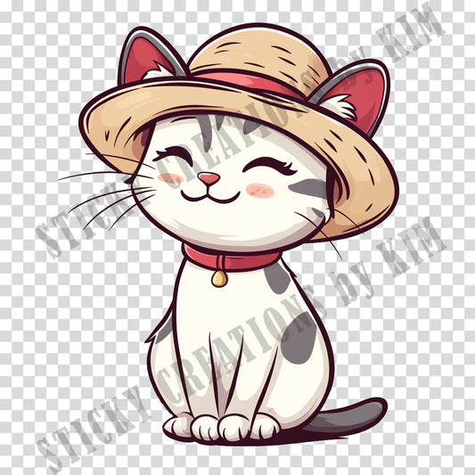 Adorable Cat with a Hat Design #019| Clipart Stickers | Cute Digital Download | Make Stickers, Posters, Digital Art, etc.