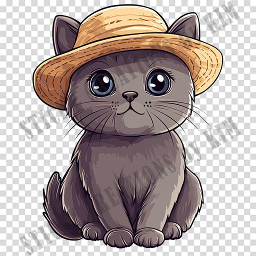 Adorable Cat with a Hat Design #020 | STICKERS | Individual