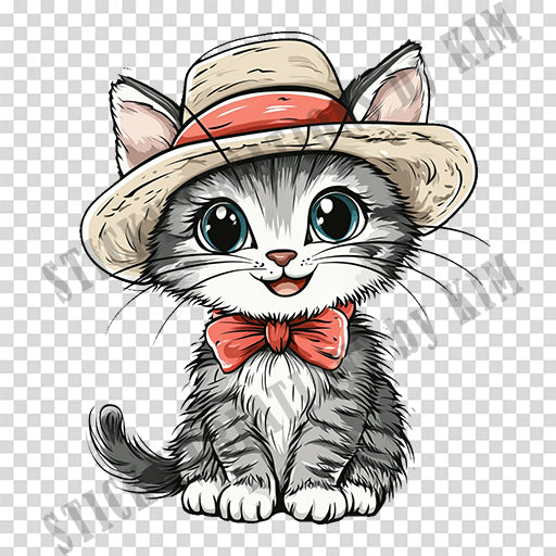 Adorable Cat with a Hat Design #023 | STICKERS | Individual