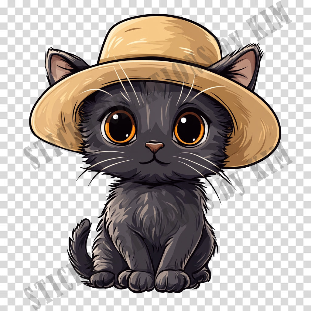 Adorable Cat with a Hat Design #024 | STICKERS | Individual