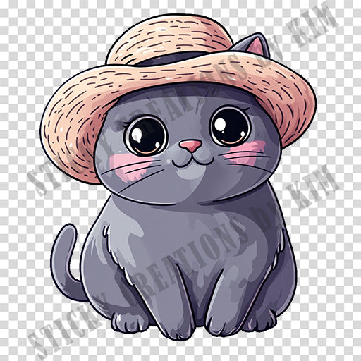 Adorable Cat with a Hat Design #025 | STICKERS | Individual