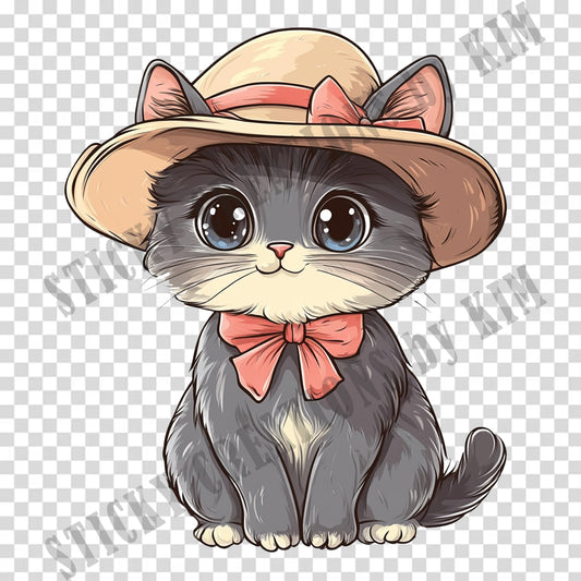 Adorable Cat with a Hat Design #026 | STICKERS | Individual