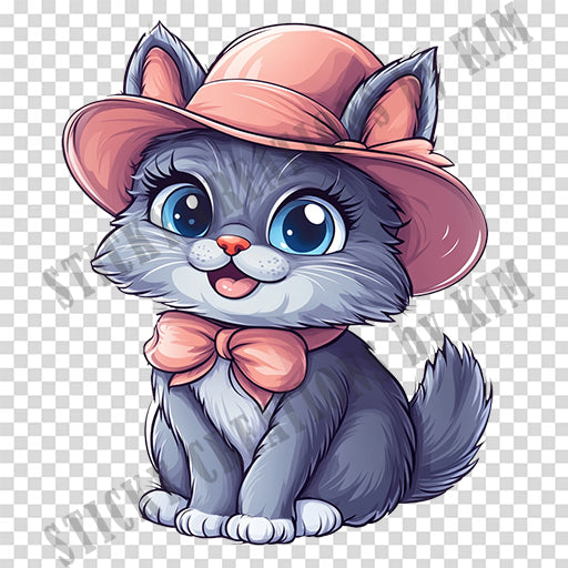 Adorable Cat with a Hat Design #028 | STICKERS | Individual