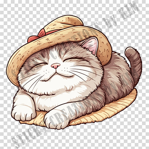 Adorable Cat with a Hat Design #030 | STICKERS | Individual