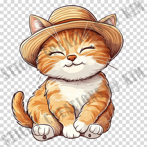 Adorable Cat with a Hat Design #034| Clipart Stickers | Cute Digital Download | Make Stickers, Posters, Digital Art, etc.