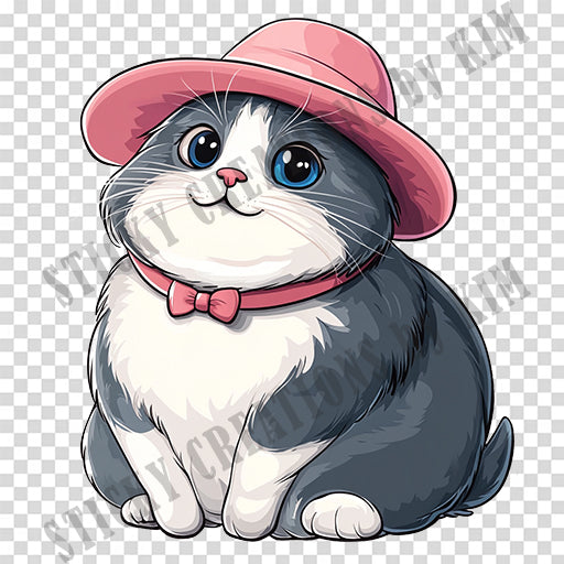 Adorable Cat with a Hat Design #036 | STICKERS | Individual