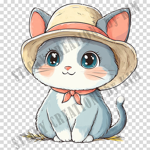 Adorable Cat with a Hat Design #038 | STICKERS | Individual