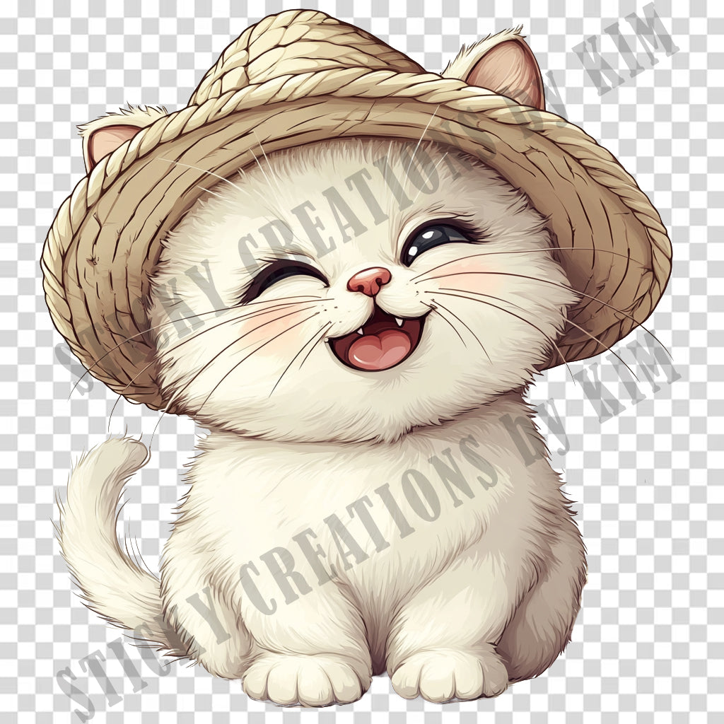 Adorable Cat with a Hat Design #041 | STICKERS | Individual