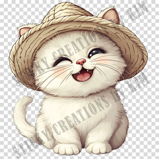 Adorable Cat with a Hat Design #041| Clipart Stickers | Cute Digital Download | Make Stickers, Posters, Digital Art, etc.