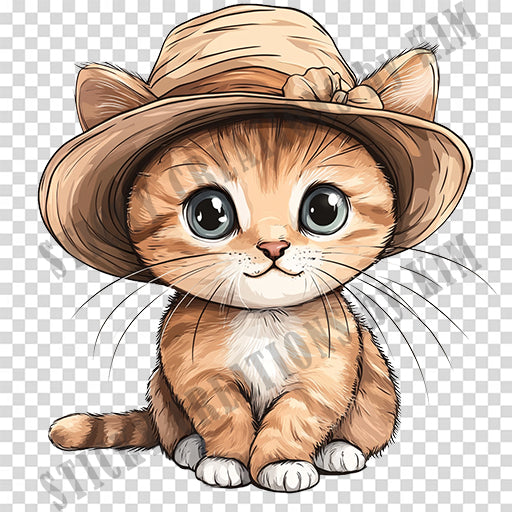 Adorable Cat with a Hat Design #042 | STICKERS | Individual