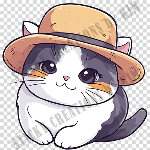 Adorable Cat with a Hat Design #045 | STICKERS | Individual