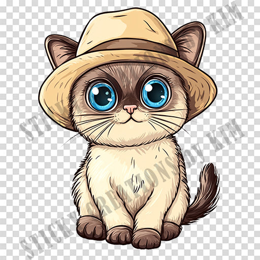 Adorable Cat with a Hat Design #046 | STICKERS | Individual