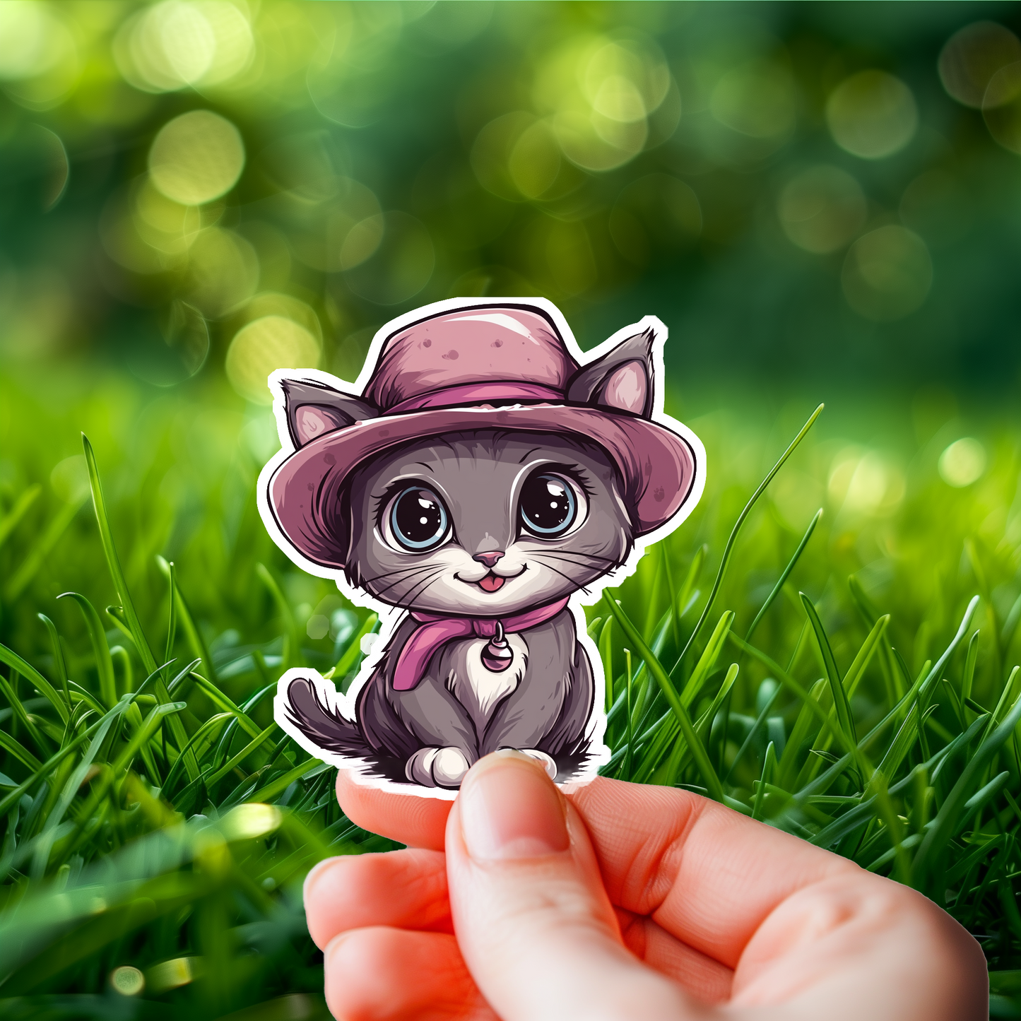 Adorable Cat with a Hat Design #001 | STICKERS | Individual